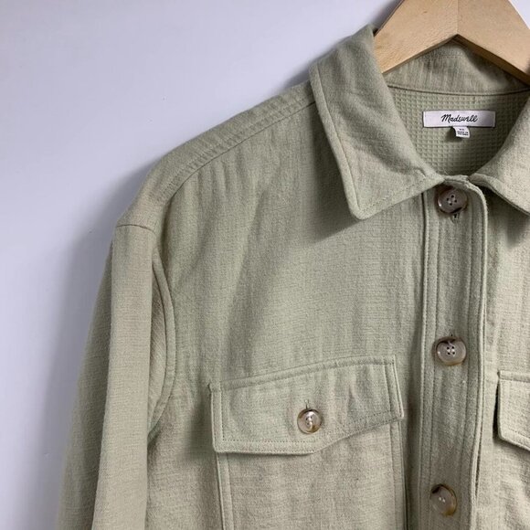 Madewell Women's Branner‎ Back Sage Green Waffle Shirt Jacket Size XS - Picture 3 of 13